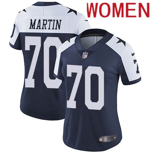 Women Dallas Cowboys 70 Zack Martin Nike Navy Blue Throwback Alternate NFL Jersey